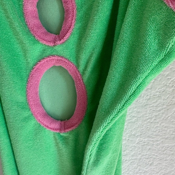 Terry Cloth Pink and Green Keyhole Dress - Picture 5 of 6